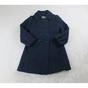 VINTAGE ILGWM Union Made Jacket Womens 8 Blue Buttons Pea Coat Wool Made In USA*